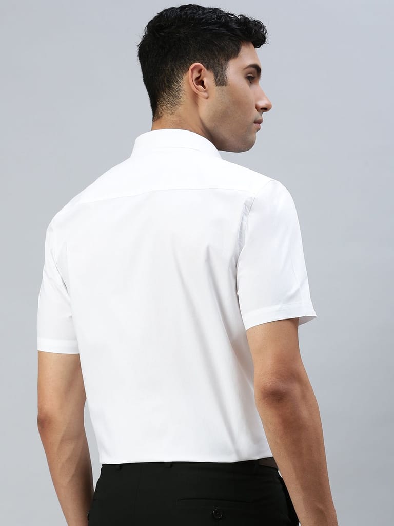 New Men Mens 100% Cotton White Half Sleeves Shirt Award 2025 at ShopCircuit | ONDC