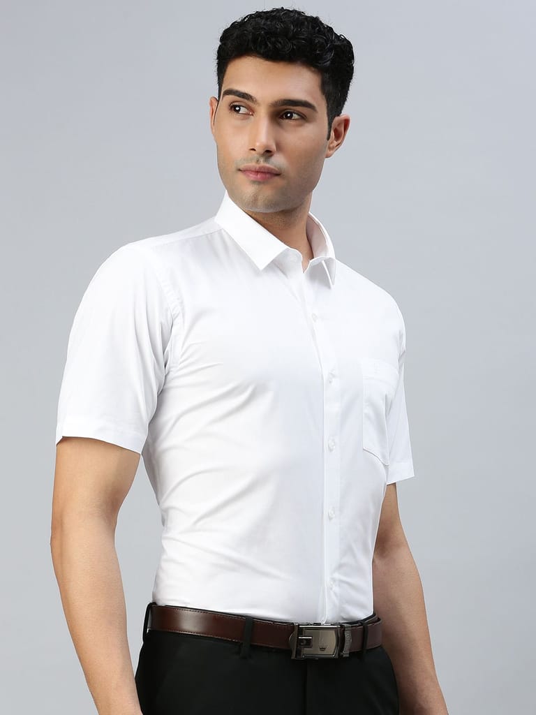 New Men Mens 100% Cotton White Half Sleeves Shirt Award 2025 at ShopCircuit | ONDC