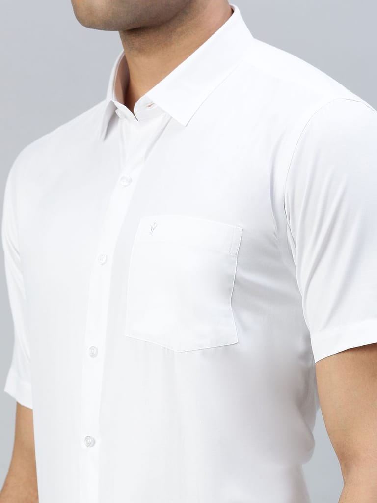 Mens Half Sleeves Cotton White Shirt Wewin New