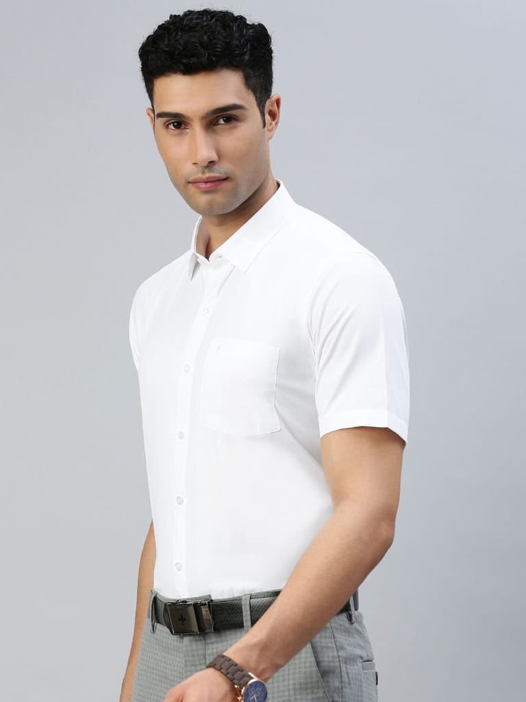 Mens Half Sleeves Cotton White Shirt Wewin New