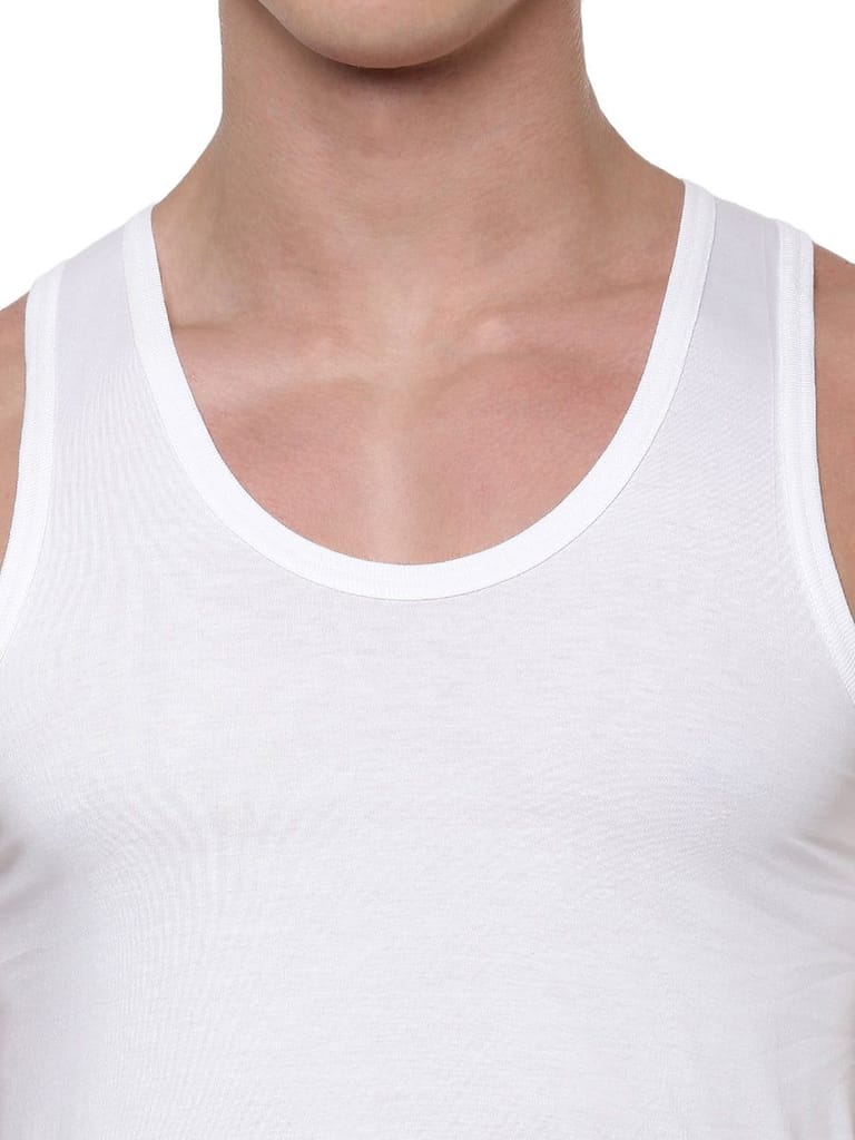 Sophisticated Men Soft Combed Cotton Single Jersey White Banian RN Acoste (2PCs Pack) 2025 at Sh