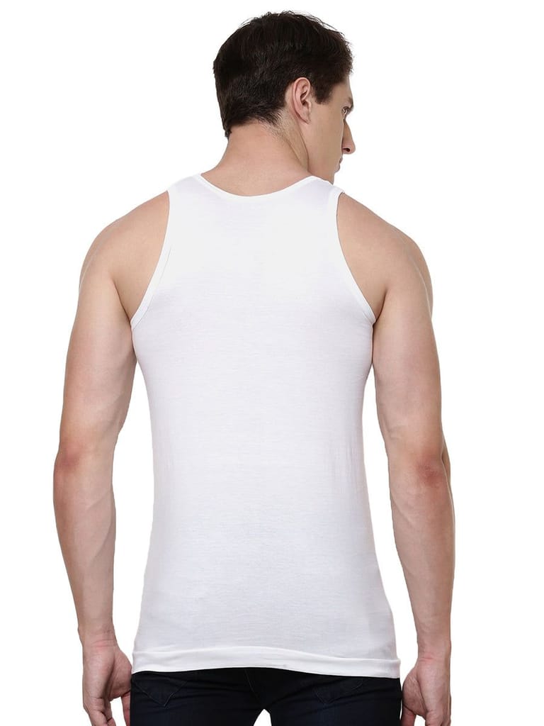 Sophisticated Men Soft Combed Cotton Single Jersey White Banian RN Acoste (2PCs Pack) 2025 at Sh