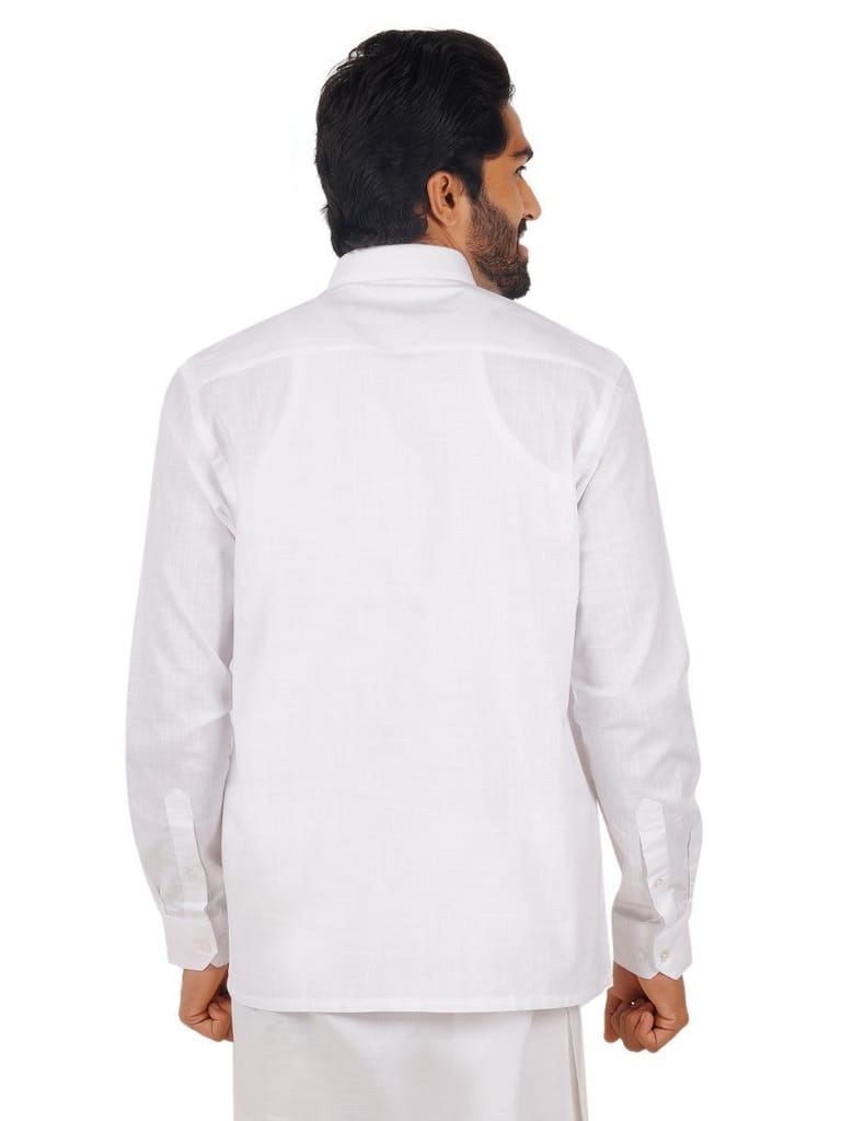 Mens Poly Cotton White Shirt Full Sleeves Coolex