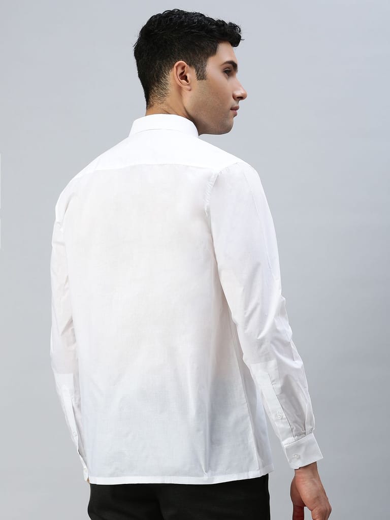 Mens Poly Cotton White Shirt Full Sleeves Coolex
