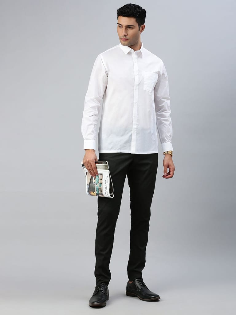 Mens Poly Cotton White Shirt Full Sleeves Coolex