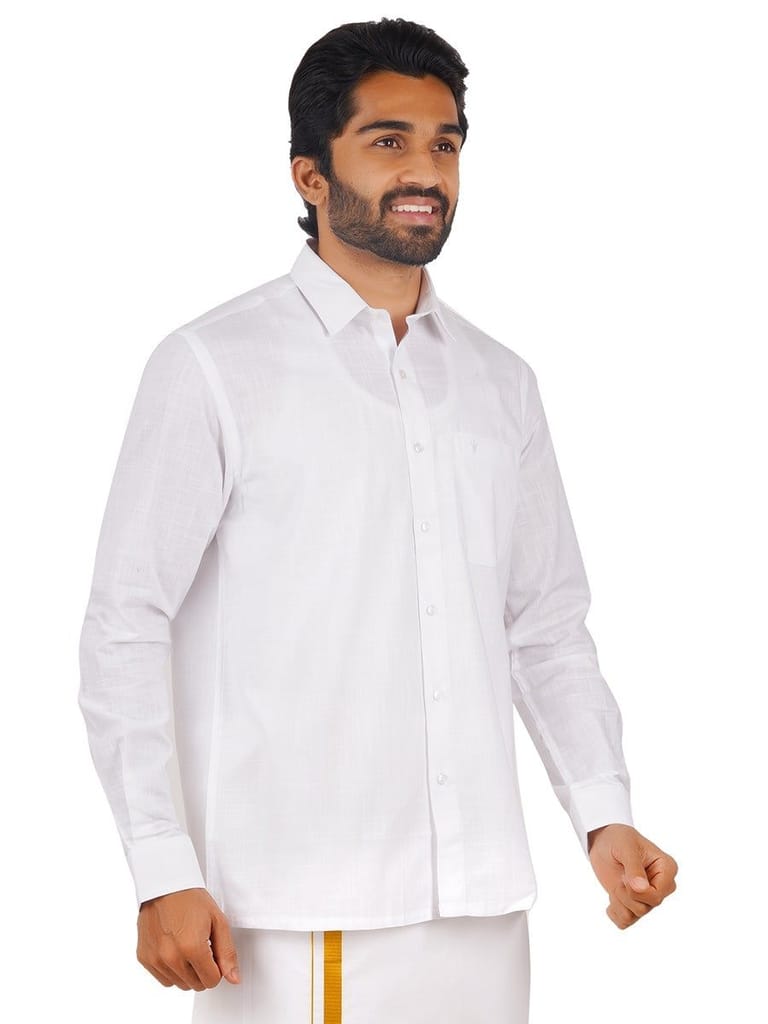 Mens Poly Cotton White Shirt Full Sleeves Coolex