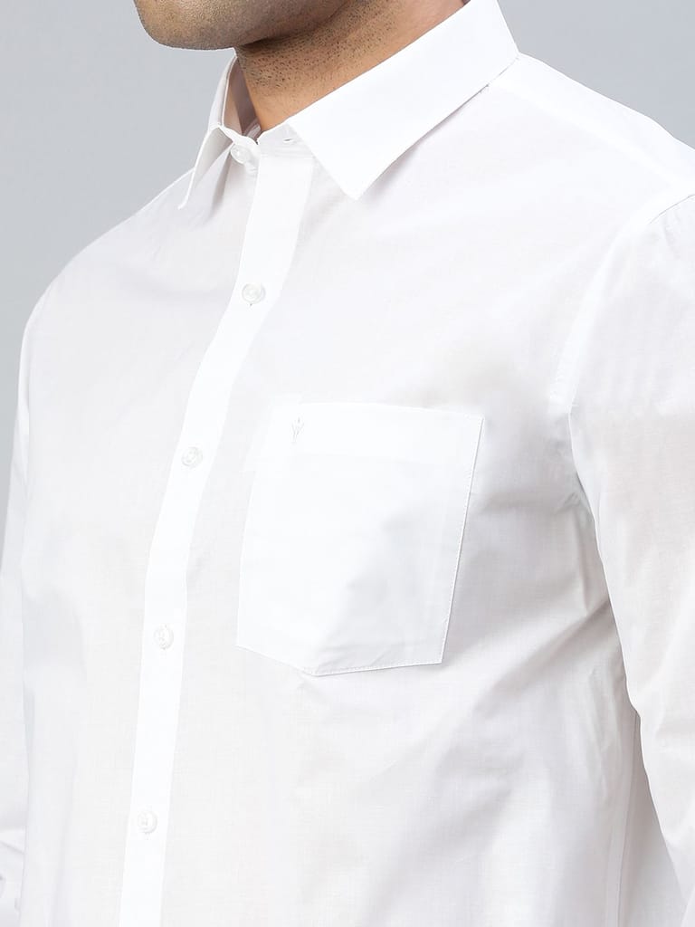 Mens Poly Cotton White Shirt Full Sleeves Coolex