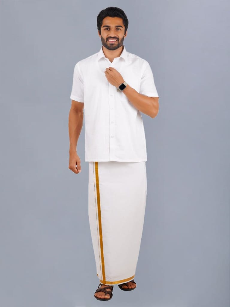 Mens Cotton Half Sleeves White Shirt Winner