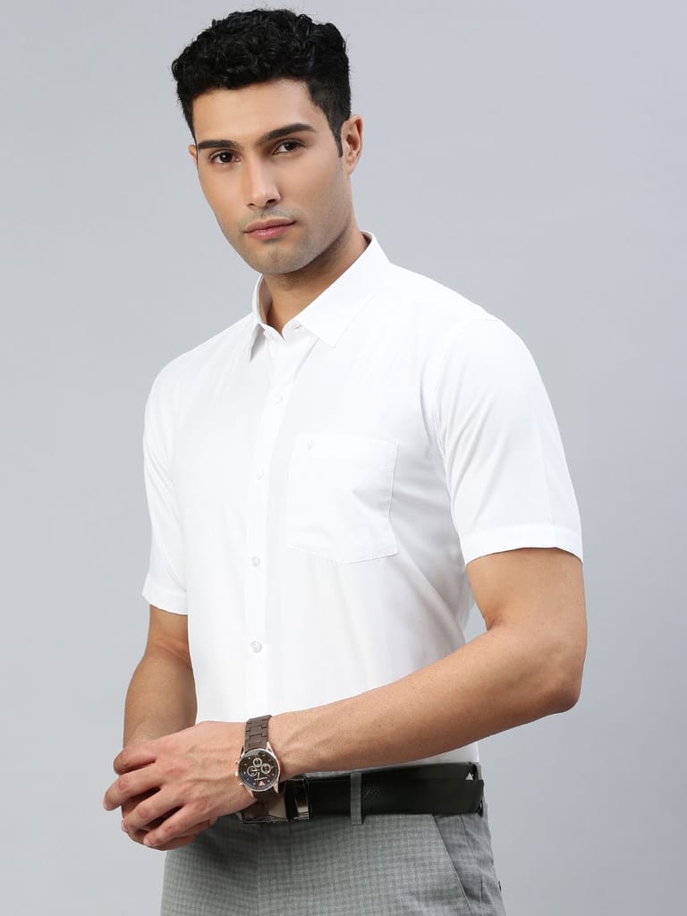 Mens Formal Half Sleeves White Shirt