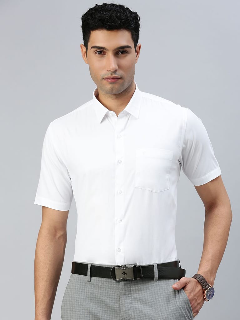 Mens Formal Half Sleeves White Shirt