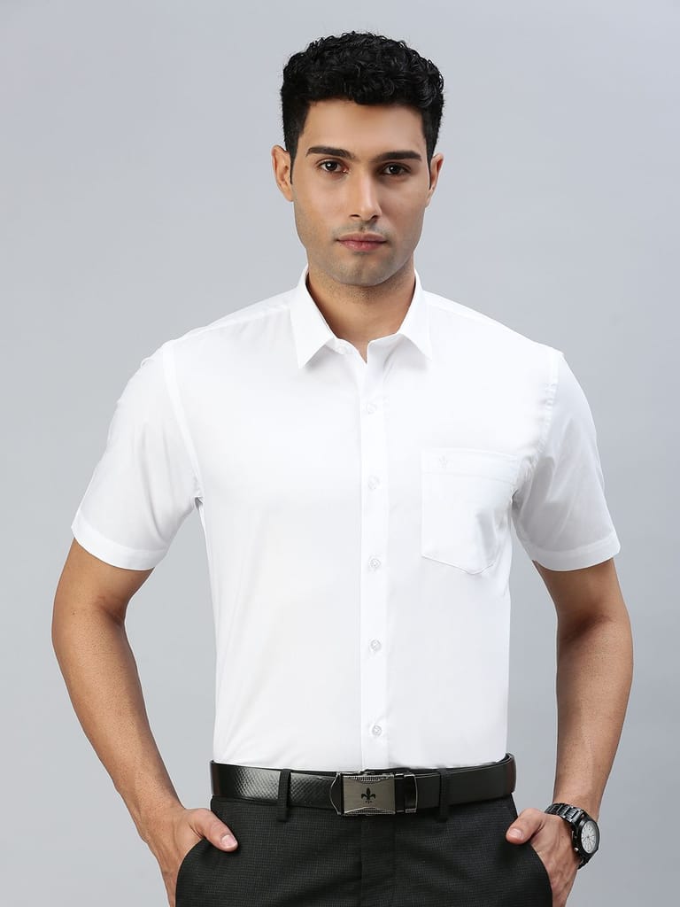 Premium Men Mens 100% Cotton Half Sleeves White Shirt Super Faast 2025 at ShopCircuit | ONDC
