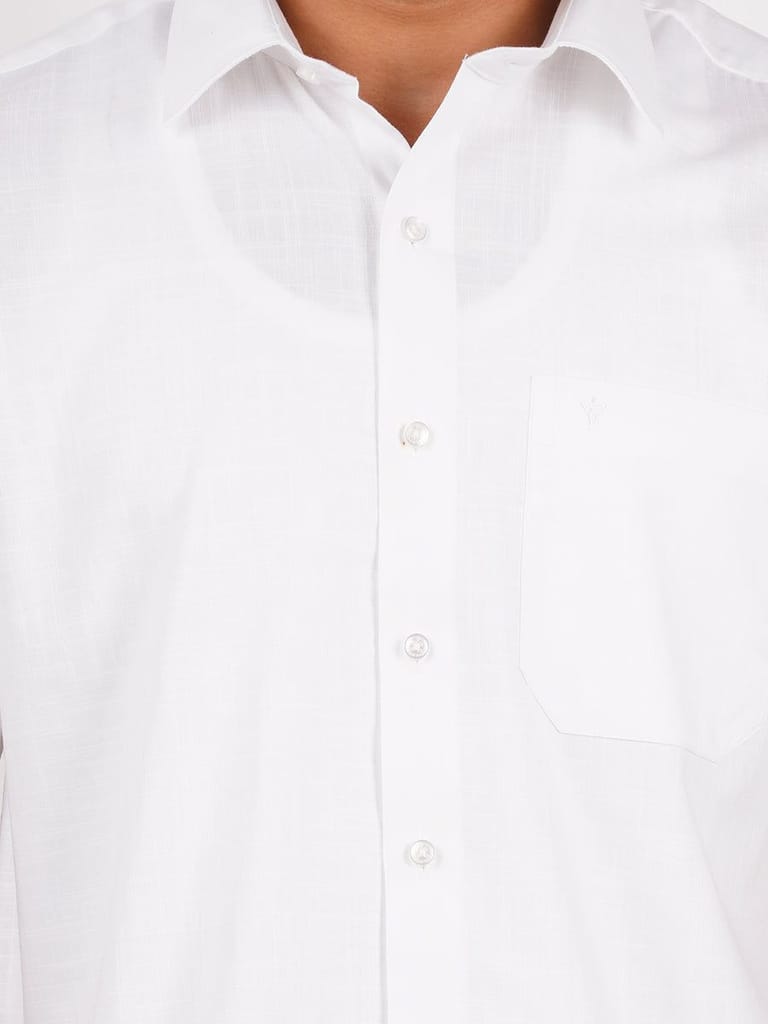 Mens 100% Cotton White Shirt Half Sleeves Celebrity White V2
