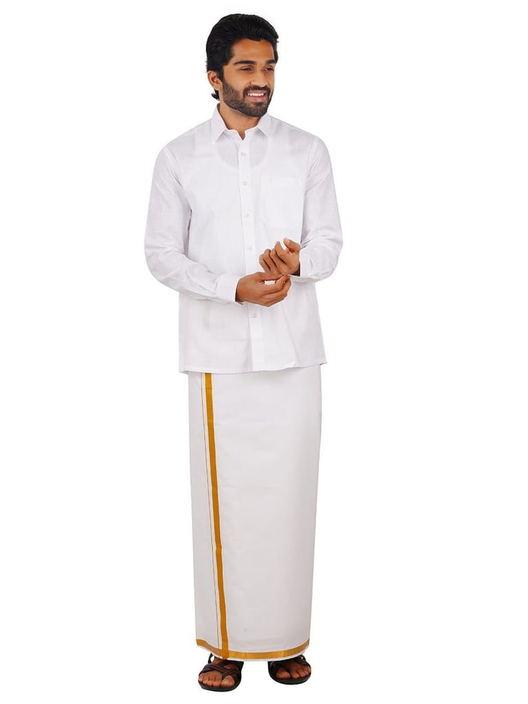 Mens 100% Cotton White Shirt Full Sleeves Celebrity White V2