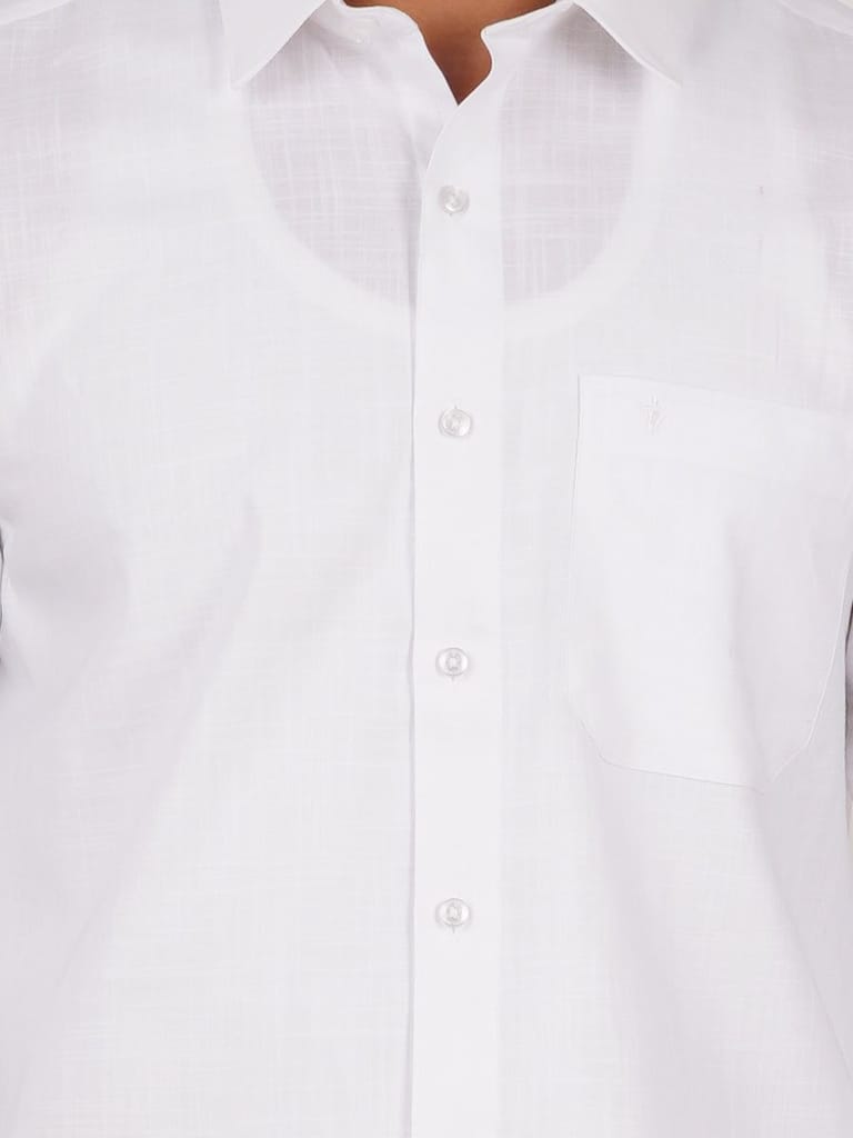 Mens 100% Cotton White Shirt Full Sleeves Celebrity White V2