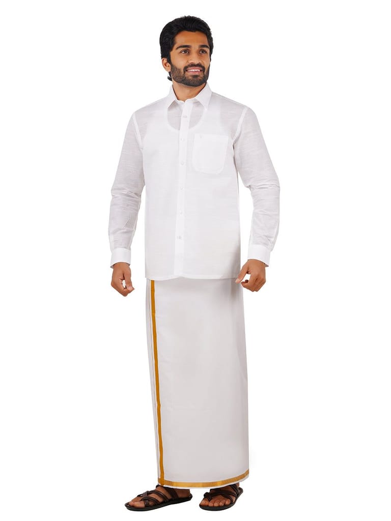 Mens Cotton Mixed White Shirt Full Sleeves Celebrity White V5