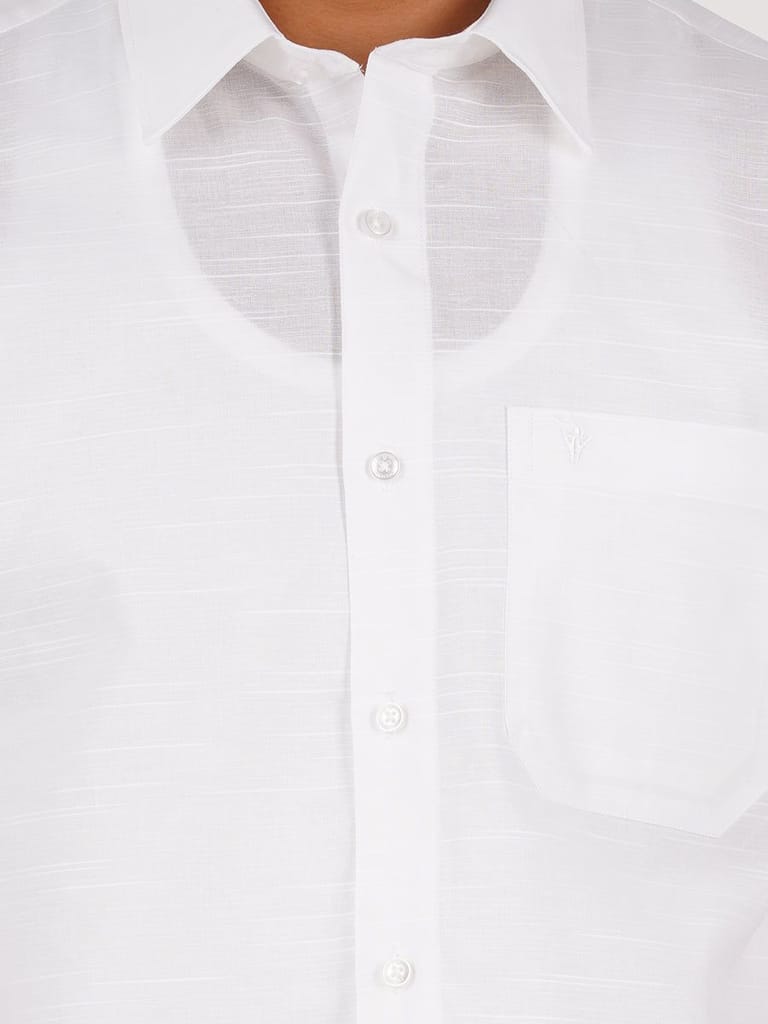 Mens Cotton Mixed White Shirt Full Sleeves Celebrity White V5