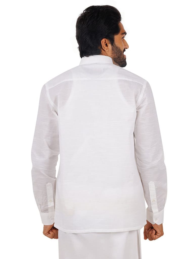 Mens Cotton Mixed White Shirt Full Sleeves Celebrity White V5