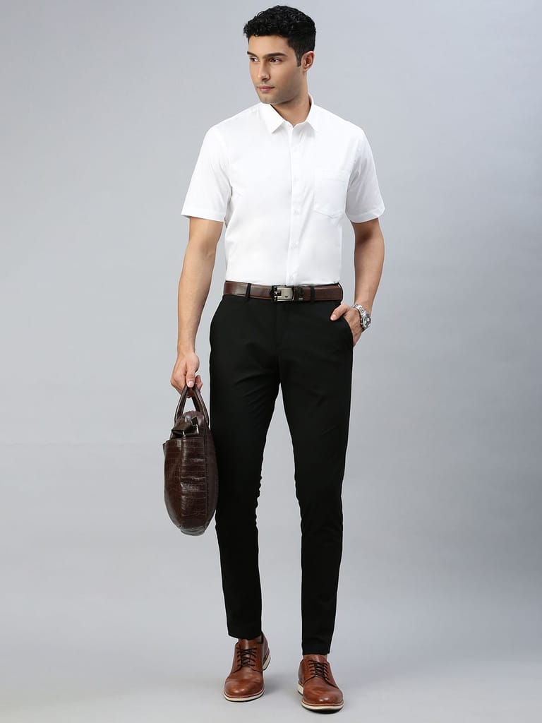 Mens Stain Proof White Shirt Half Sleeves Clean White