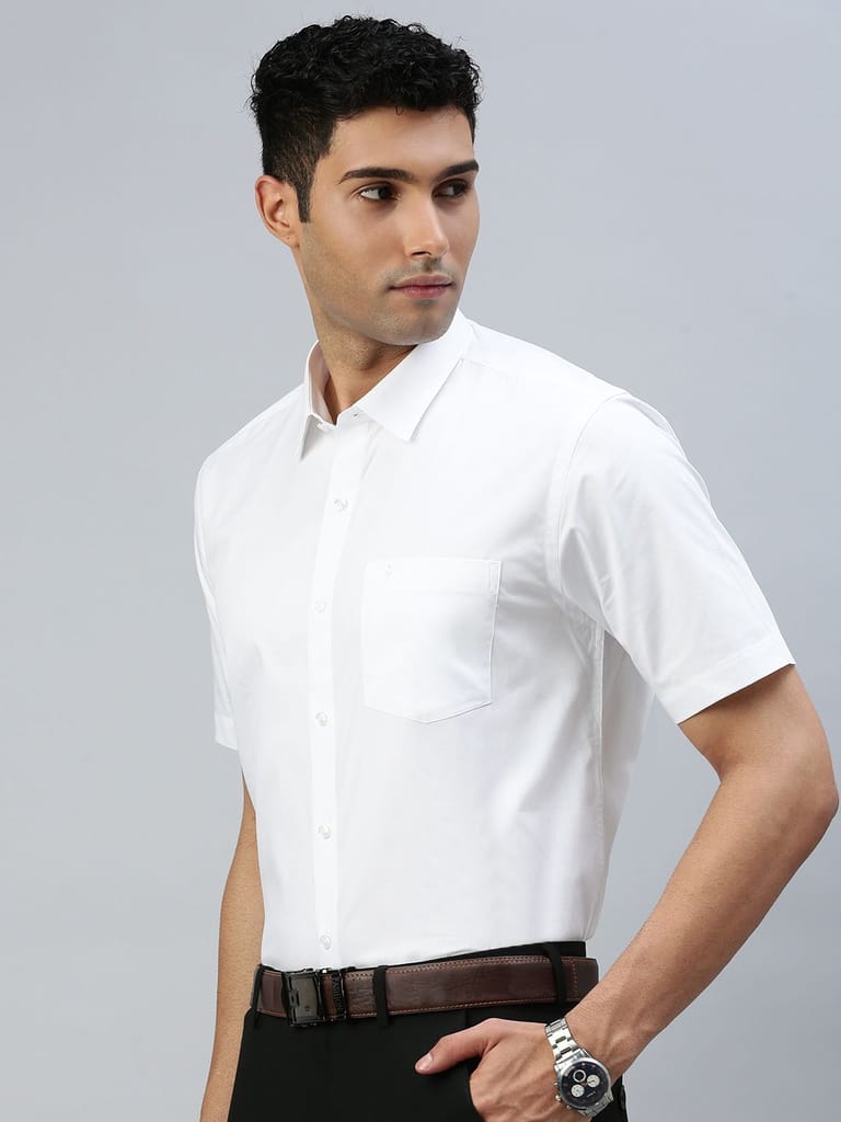 Mens Stain Proof White Shirt Half Sleeves Clean White