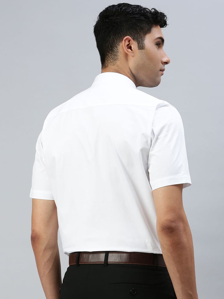 Mens Stain Proof White Shirt Half Sleeves Clean White