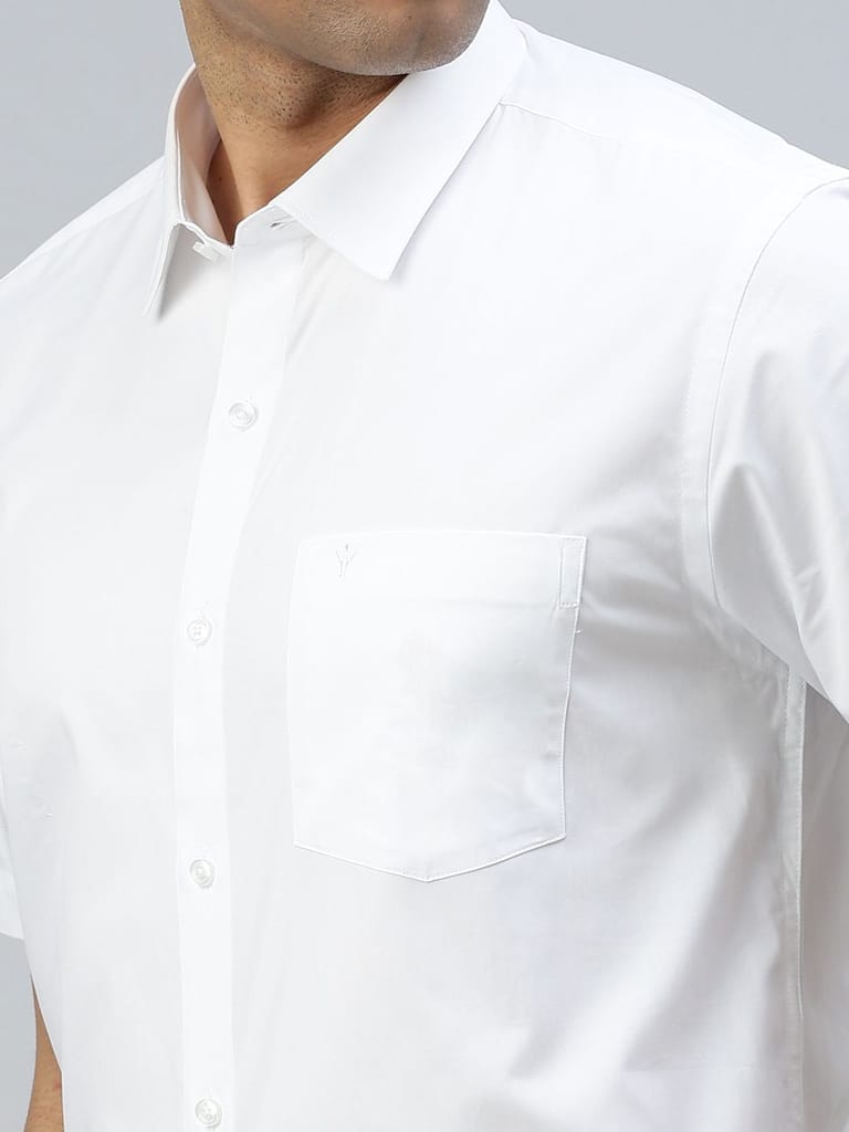 Mens Stain Proof White Shirt Half Sleeves Clean White