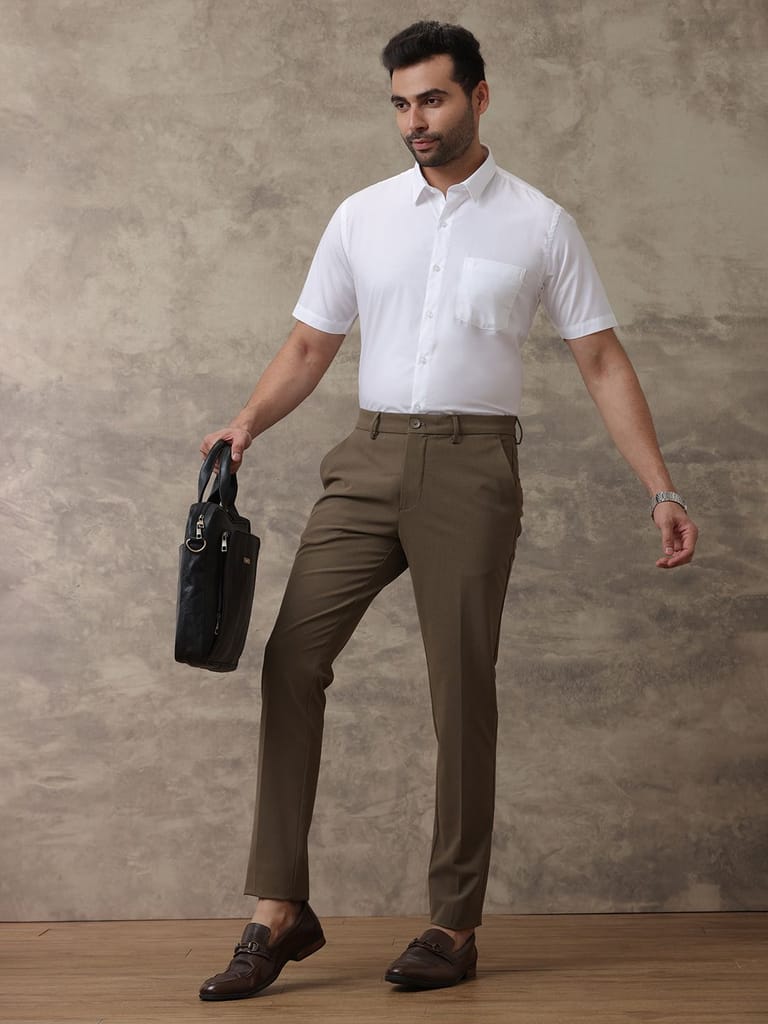 Modern Men Mens Wrinkle Free White Half Sleeves Shirt Soft Touch 2025 at ShopCircuit | ONDC