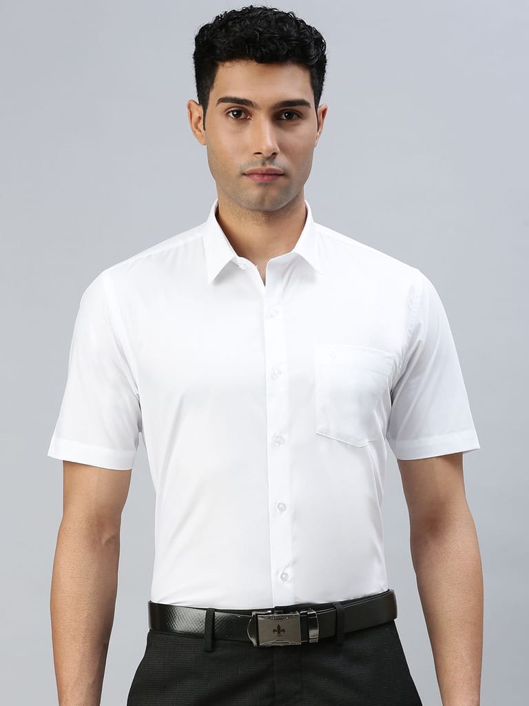 Latest Men Mens Pure Cotton Half Sleeve White Shirt 2025 at ShopCircuit | ONDC