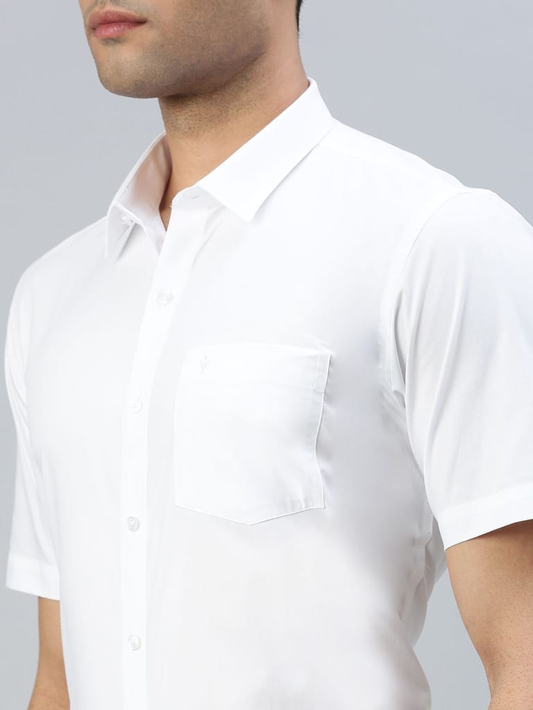 Latest Men Mens Pure Cotton Half Sleeve White Shirt 2025 at ShopCircuit | ONDC