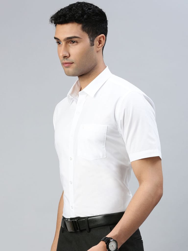 Latest Men Mens Pure Cotton Half Sleeve White Shirt 2025 at ShopCircuit | ONDC