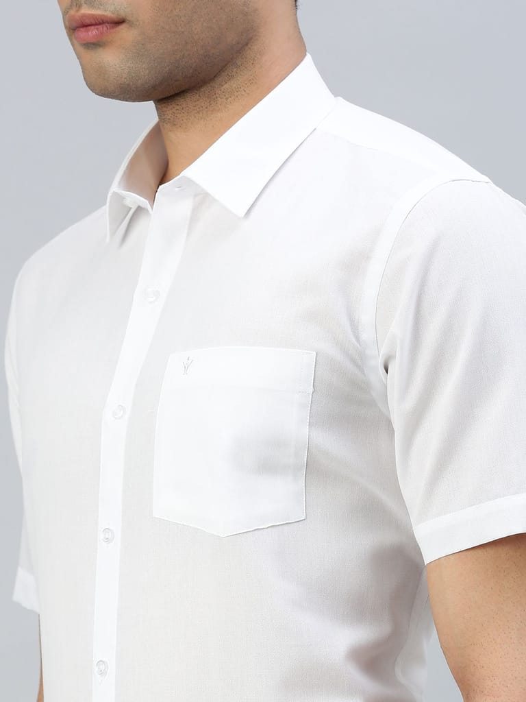 Mens Cotton Mixed White Shirt Half Sleeves Nanow