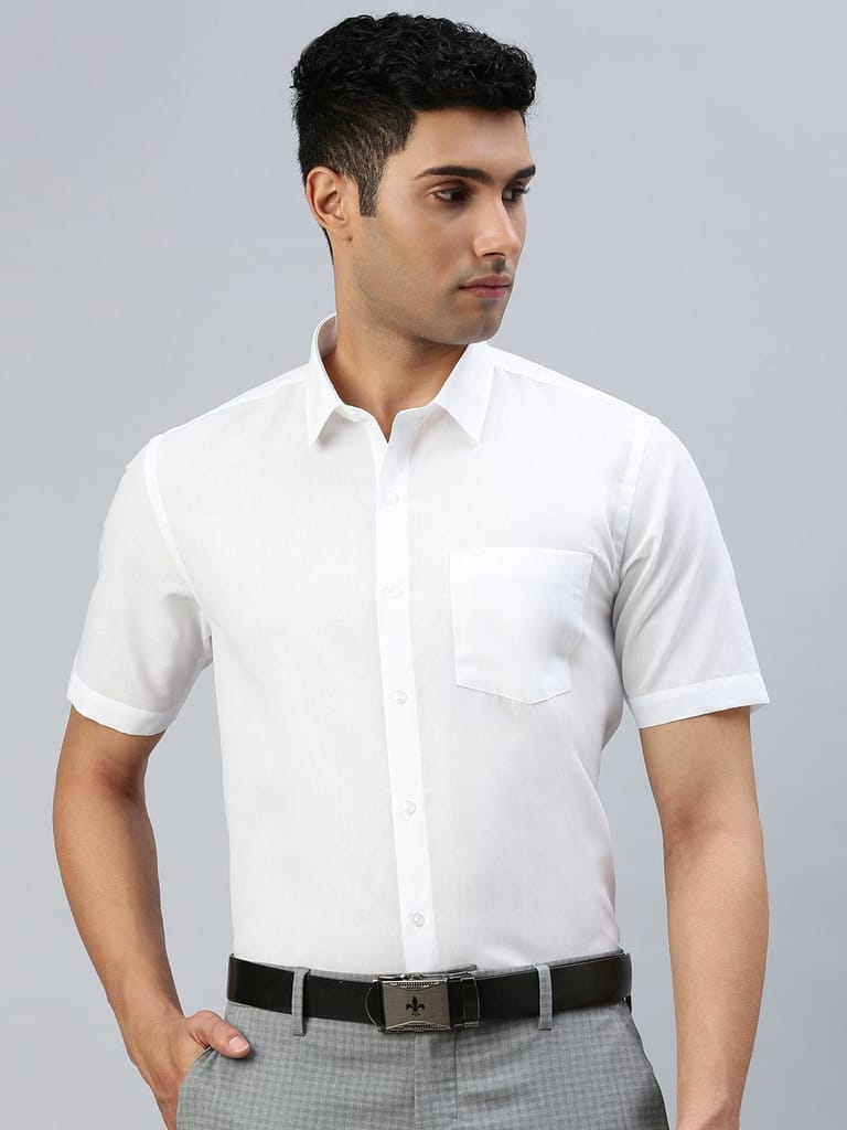 Affordable Men Mens Cotton Rich Half Sleeves White Shirt Minister 2025 at ShopCircuit | ONDC