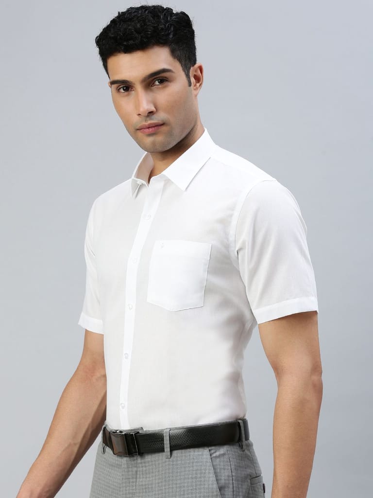 Affordable Men Mens Cotton Rich Half Sleeves White Shirt Minister 2025 at ShopCircuit | ONDC