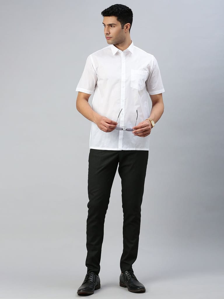 Premium Men Mens 100% Cotton White Half Sleeves Shirt Justice White 2025 at ShopCircuit | ONDC