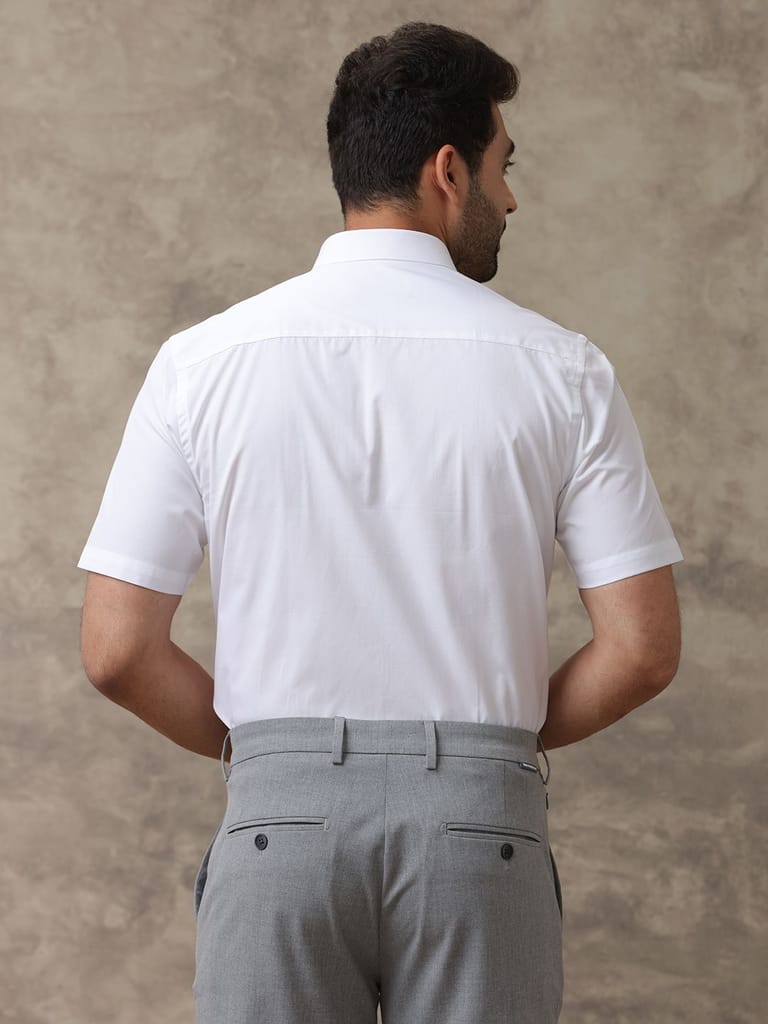 Premium Men Mens Spill Resistant Guard 100% Cotton White Shirt Half Sleeves Elite Cotton 2025 at