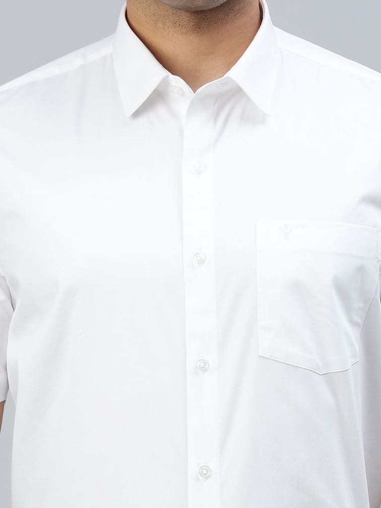 Affordable Men Mens 100% Cotton White Shirt Half Sleeves Cool Cotton 2025 at ShopCircuit | ONDC