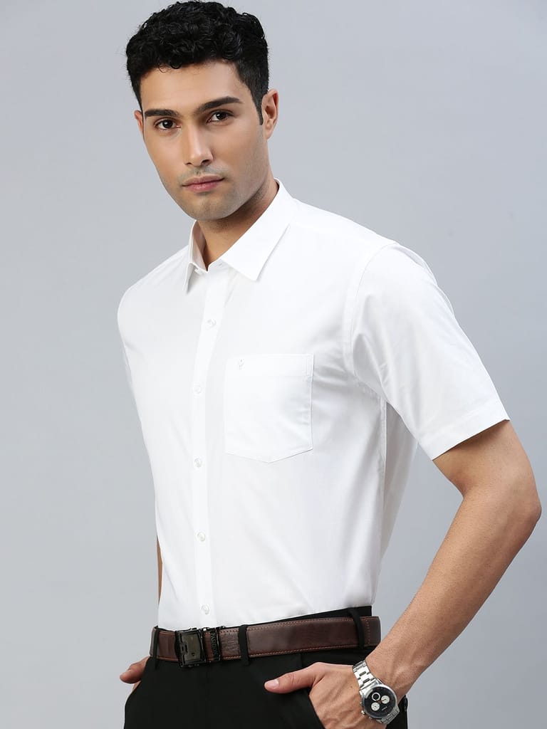 Affordable Men Mens 100% Cotton White Shirt Half Sleeves Cool Cotton 2025 at ShopCircuit | ONDC