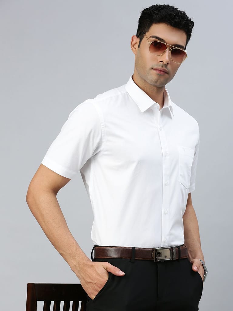 Affordable Men Mens 100% Cotton White Shirt Half Sleeves Cool Cotton 2025 at ShopCircuit | ONDC
