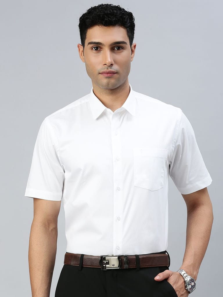 Affordable Men Mens 100% Cotton White Shirt Half Sleeves Classic Cotton 2025 at ShopCircuit | ON