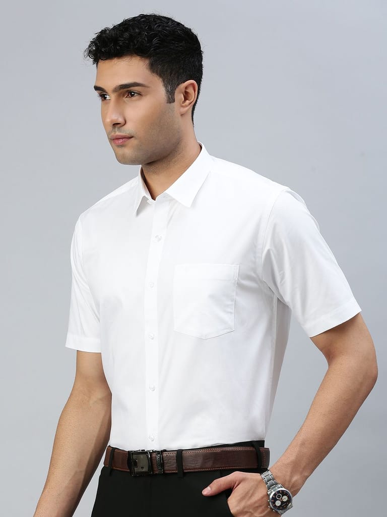 Affordable Men Mens 100% Cotton White Shirt Half Sleeves Classic Cotton 2025 at ShopCircuit | ON