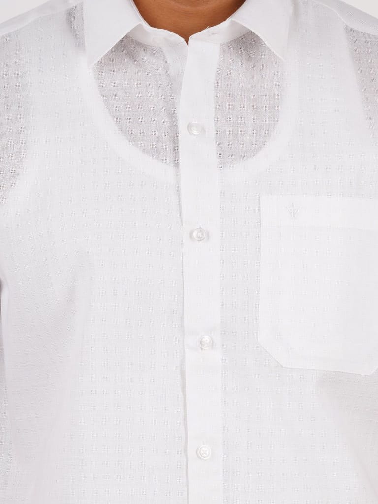 Mens Poly Cotton White Shirt Half Sleeves Celebrity White V3