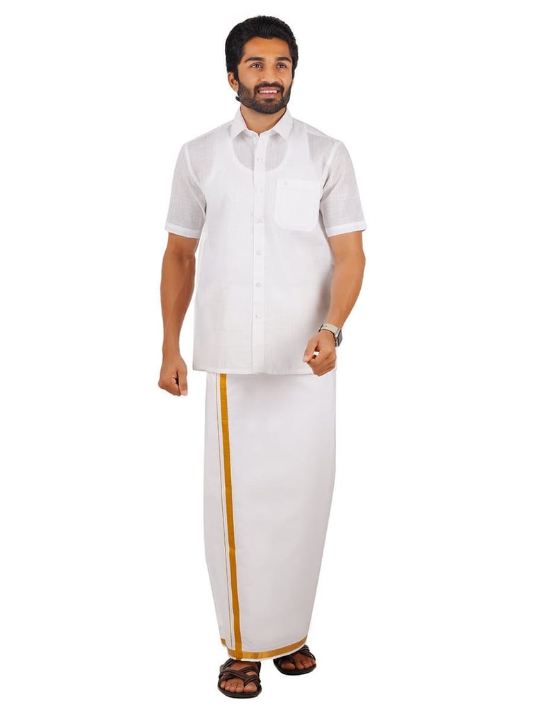 Mens Poly Cotton White Shirt Half Sleeves Celebrity White V3