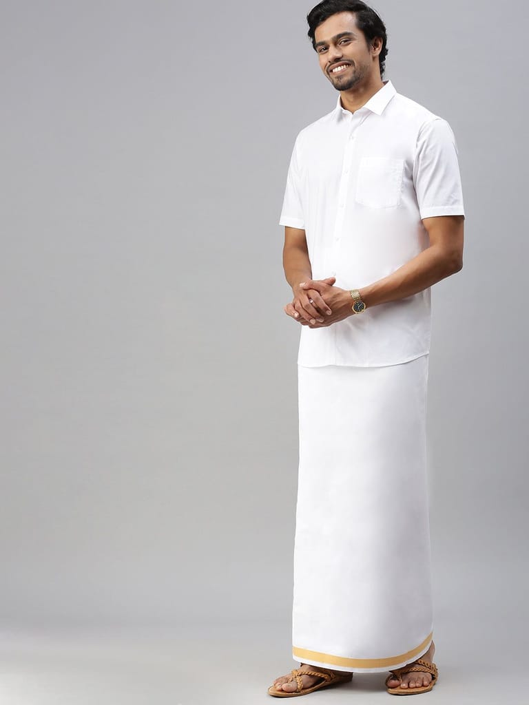 Mens 100% Cotton White Shirt Half Sleeves Breeze Cotton