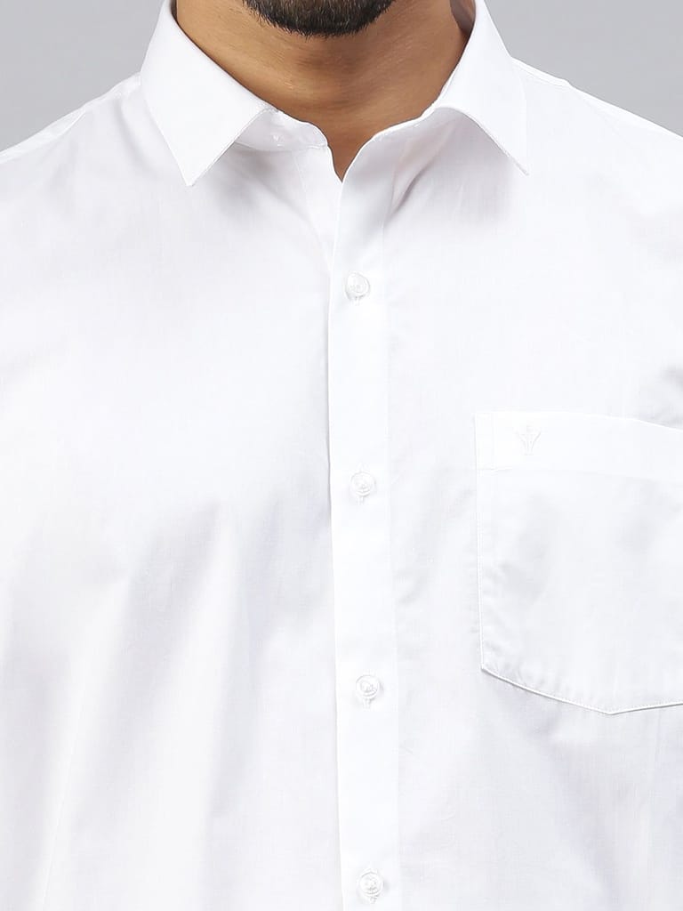 Mens 100% Cotton White Shirt Half Sleeves Breeze Cotton