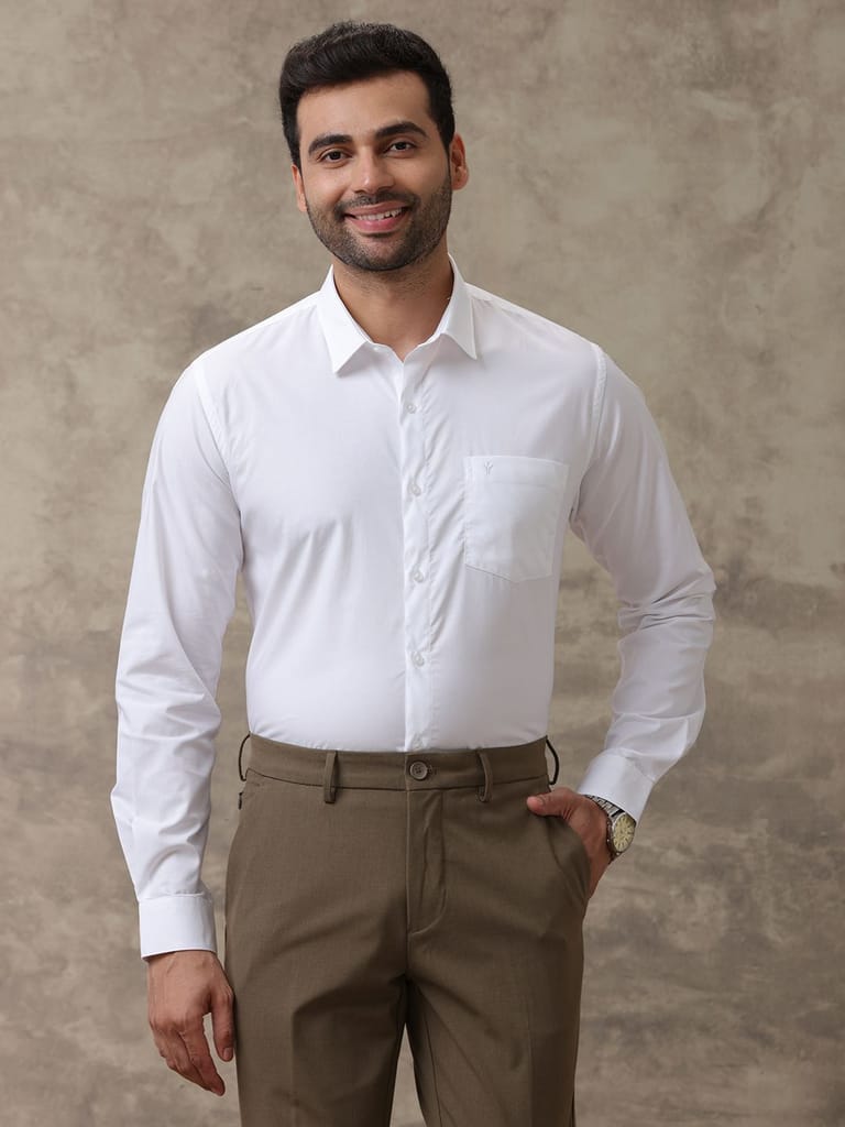 Latest Men Mens Wrinkle Free White Full Sleeves Shirt Soft Touch 2025 at ShopCircuit | ONDC