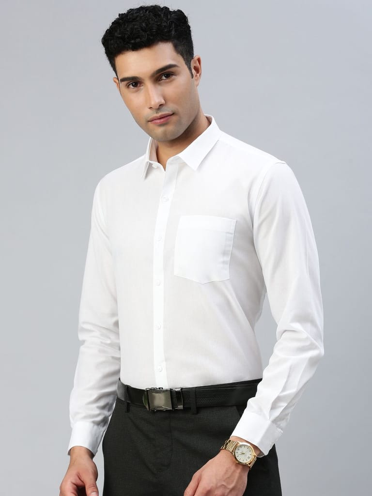 New Men Mens Cotton Rich White Full Sleeves Shirt Nanow 2025 at ShopCircuit | ONDC