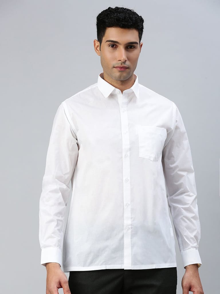 New Men Mens 100% Cotton White Full Sleeves Shirt Justice White 2025 at ShopCircuit | ONDC