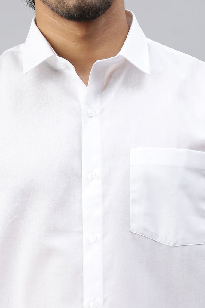 Mens Poly Cotton Full Sleeves White Shirt Expert