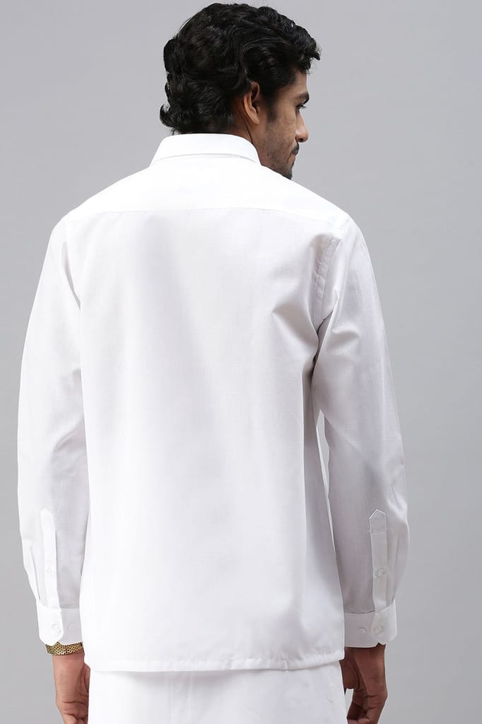 Mens Poly Cotton Full Sleeves White Shirt Expert