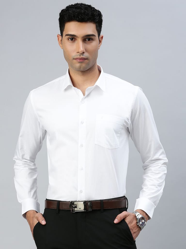 Luxurious Men Mens 100% Cotton White Full Sleeves Shirt Classic Cotton 2025 at ShopCircuit | OND