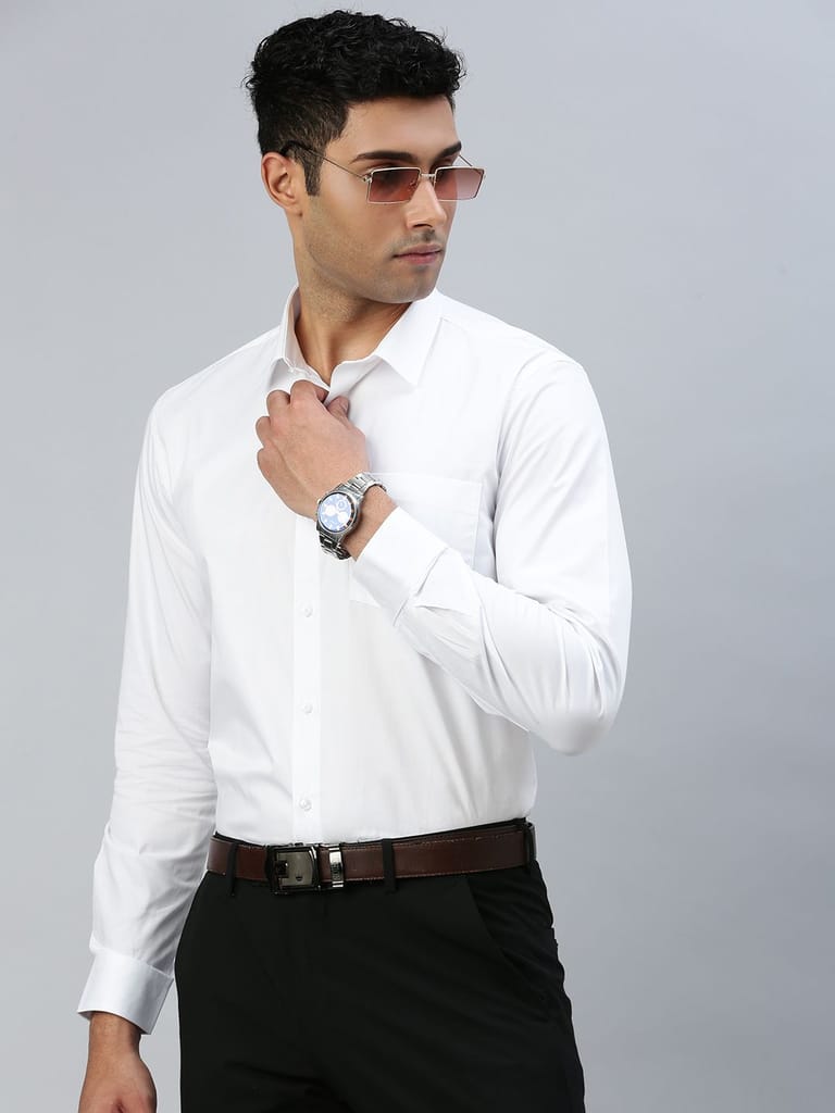 Luxurious Men Mens 100% Cotton White Full Sleeves Shirt Classic Cotton 2025 at ShopCircuit | OND